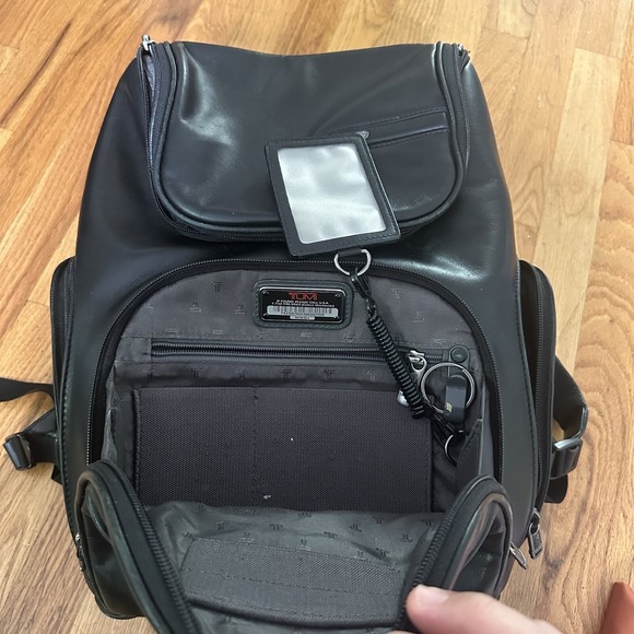 TUMI Alpha Black Leather Backpack 92183D4 - Picture 14 of 16